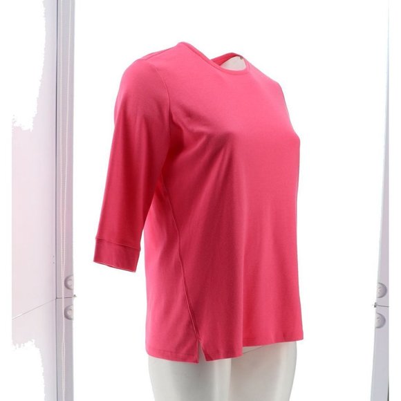 NWT DENIM & CO. ESSENTIALS 3/4 SLEEVE TUNIC PINK XXS - Picture 8 of 12